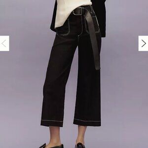 The Colette Cropped Wide-Leg Pants by Maeve: Contrast-Stitch Edition